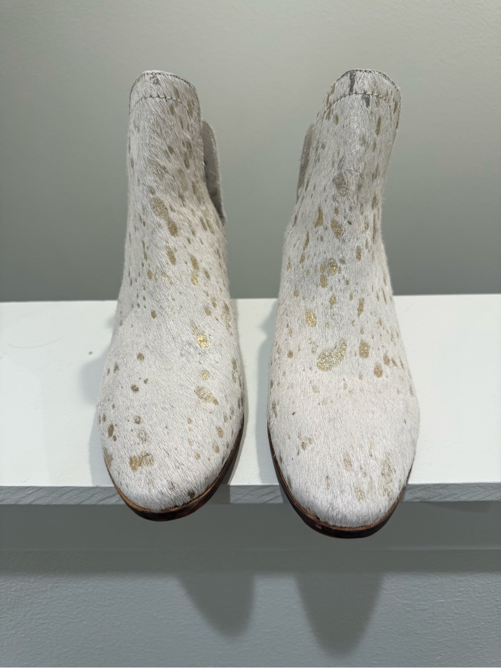 Coconuts by Matisse White Pony Hair Ankle Boots with Gold Speckle